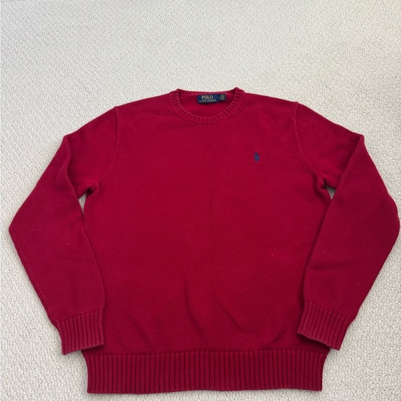 Ralph Lauren Red Crewneck Sweater Classic Knit - Picture 1 of 5